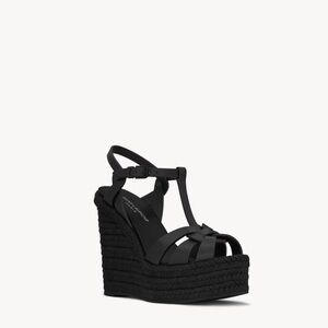 Saint Laurent size 35 (US 5) Tribute Espadrille Wedge in Smooth Leather